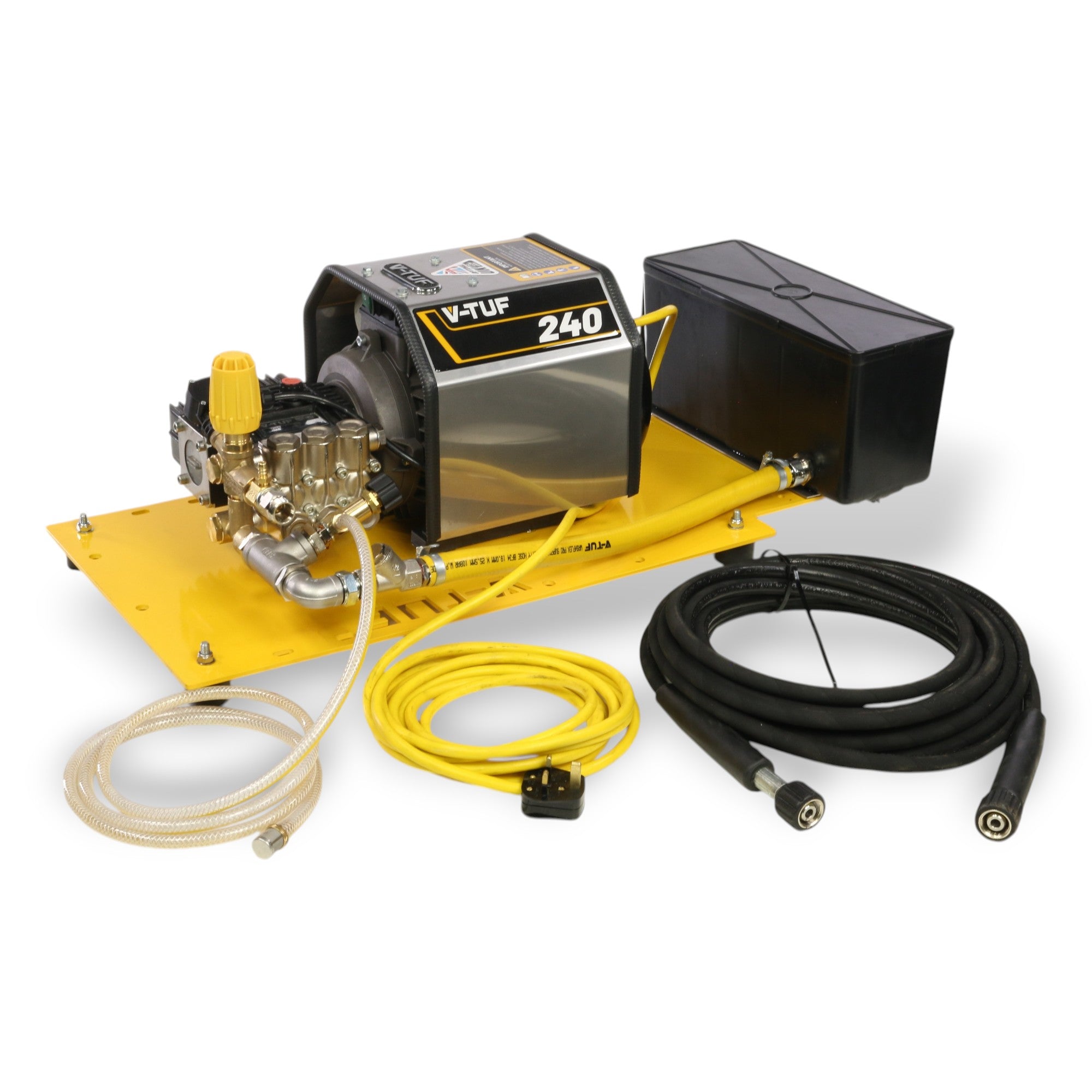 V-TUF VTUF240TCW side view showing water tank, total stop motor and pump assembly