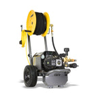 V-TUF VTUF240HR pressure washer side view showing integrated 20m hose reel and motor