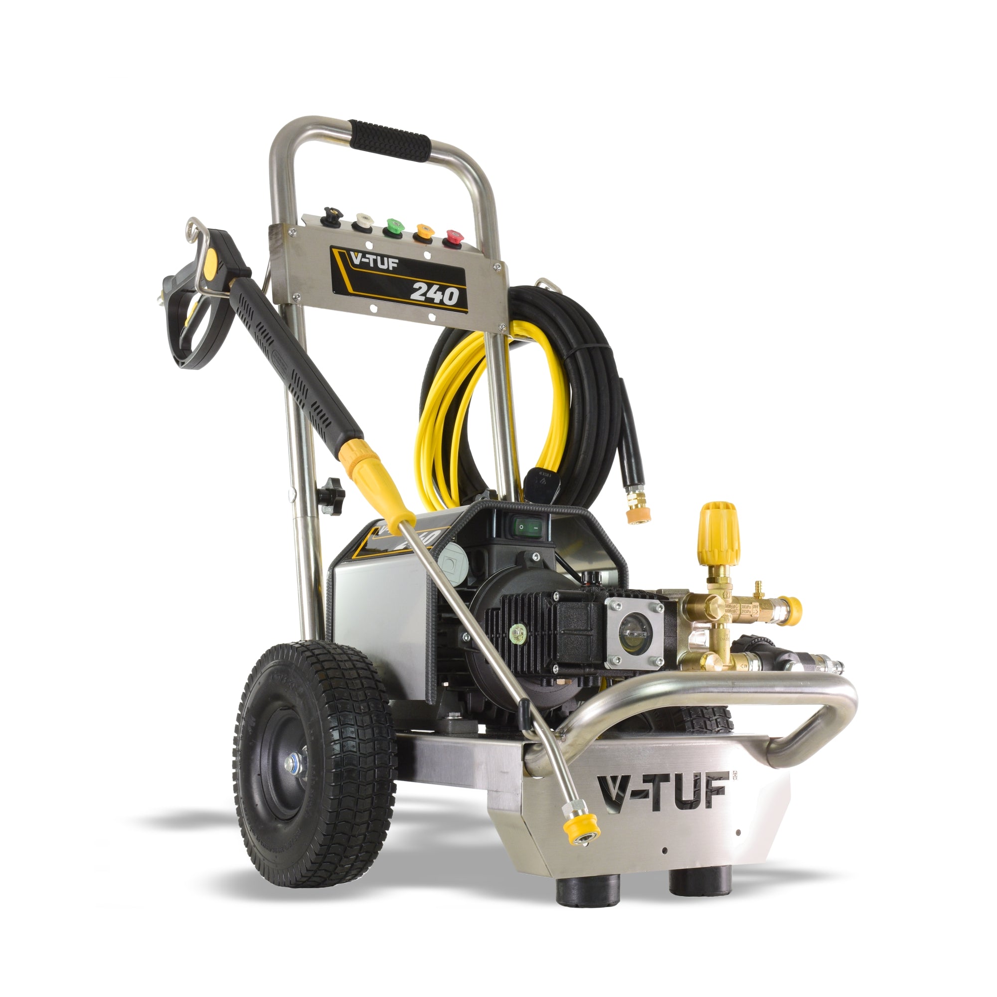 V-TUF VTUF240 rear view showing water inlet, power cable and outlet connections