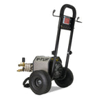 V-TUF 240TF pressure washer rear view showing foam chemical tank and electrical connections