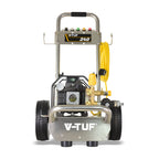V-TUF VTUF240T in use showing compact stainless frame and 100 Bar cleaning performance