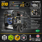 V-TUF D10 diesel pressure washer side view showing Yanmar engine and pump assembly