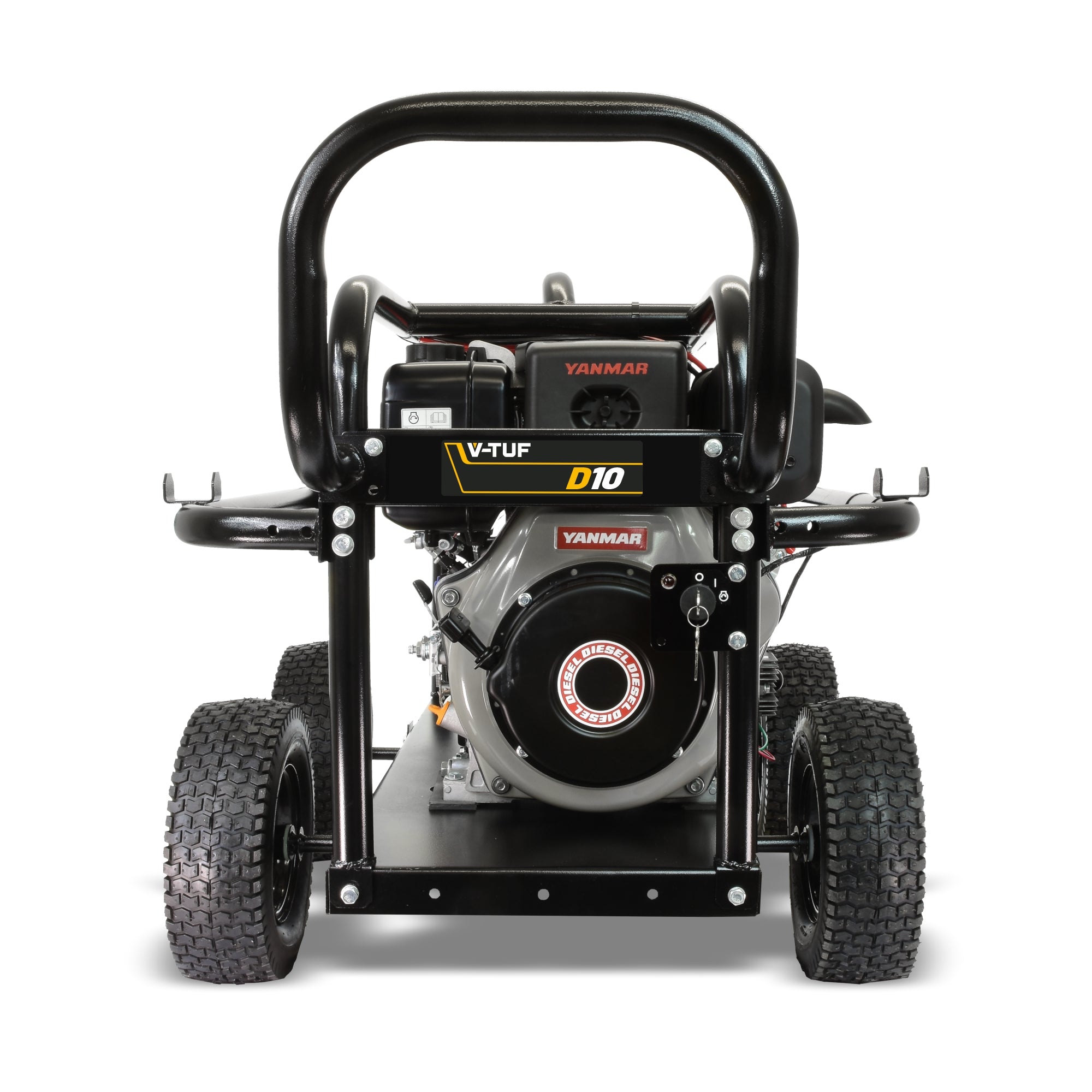 V-TUF D10 diesel pressure washer close-up of pump, unloader and pressure gauge