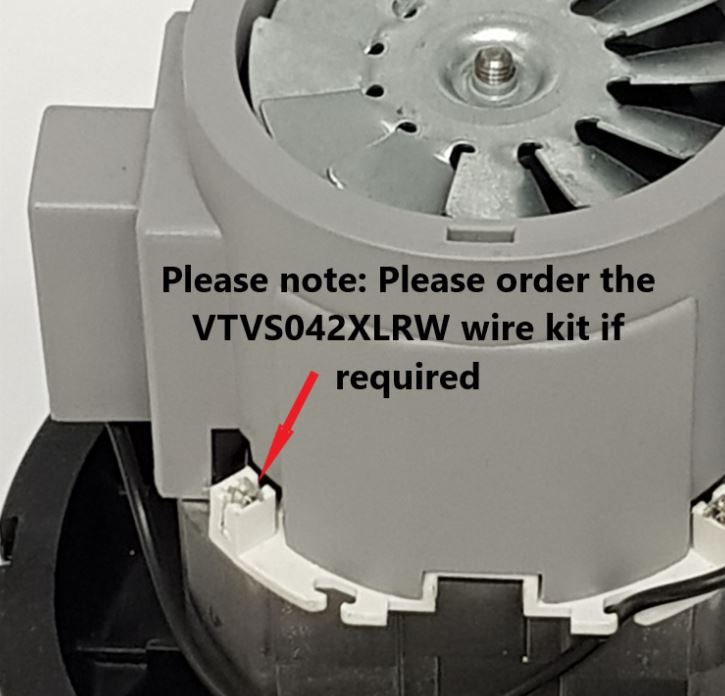 V-TUF 1200W bypass motor rear view showing outlet port and motor housing