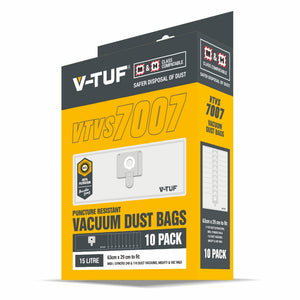 V-TUF VTVS7007 M and H class dust bags in retail packaging, pack of 10