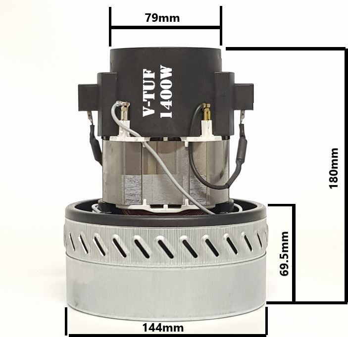 V-TUF VTVS7625 motor close-up showing terminal connections and capacitor
