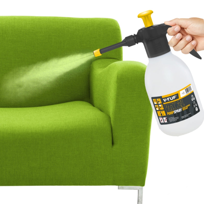 V-TUF VTX-2L 2L chemical resistant sprayer in use, showing trigger and adjustable nozzle