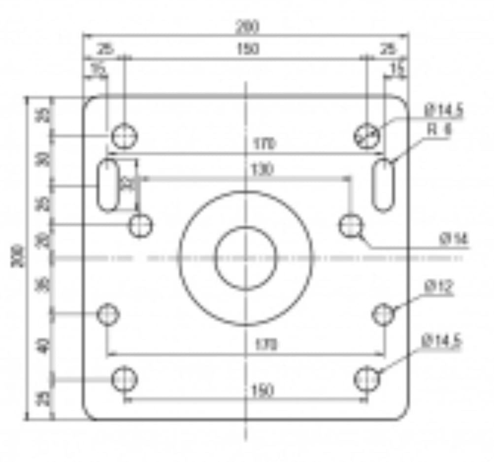 V-TUF ceiling boom bracket W1.100 installed showing 360 degree hose routing capability
