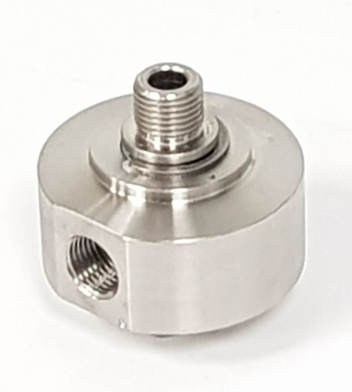 V-TUF W1.501 90 degree swivel close-up showing stainless finish and 1/4M 1/4F threads