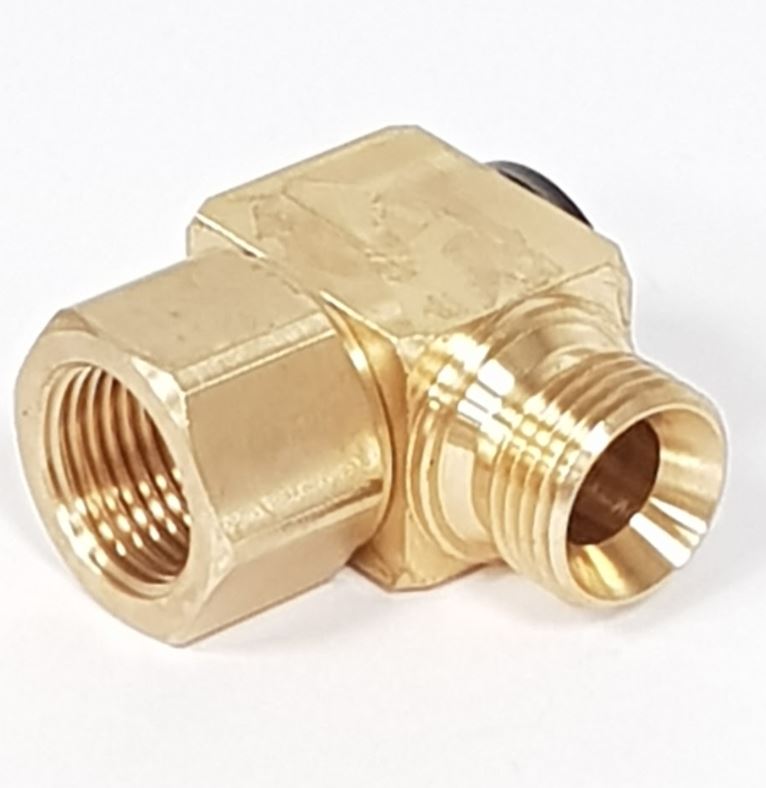V-TUF W5.551 brass 90 degree swivel side view showing rotating joint and thread ends