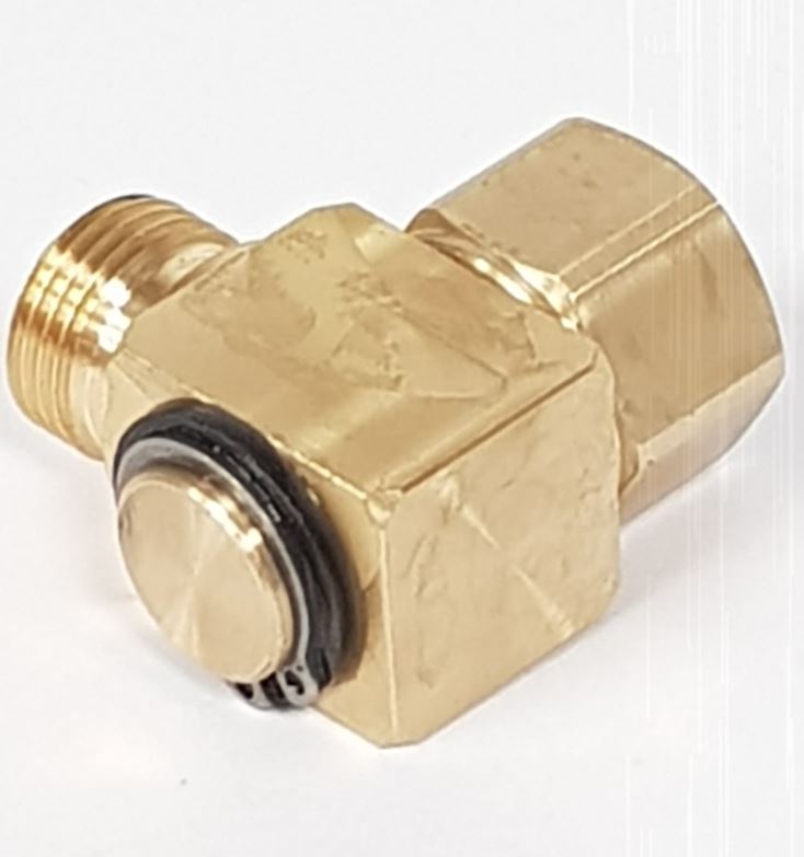 V-TUF W5.551 brass 90 degree swivel showing outlet angle and hex body detail