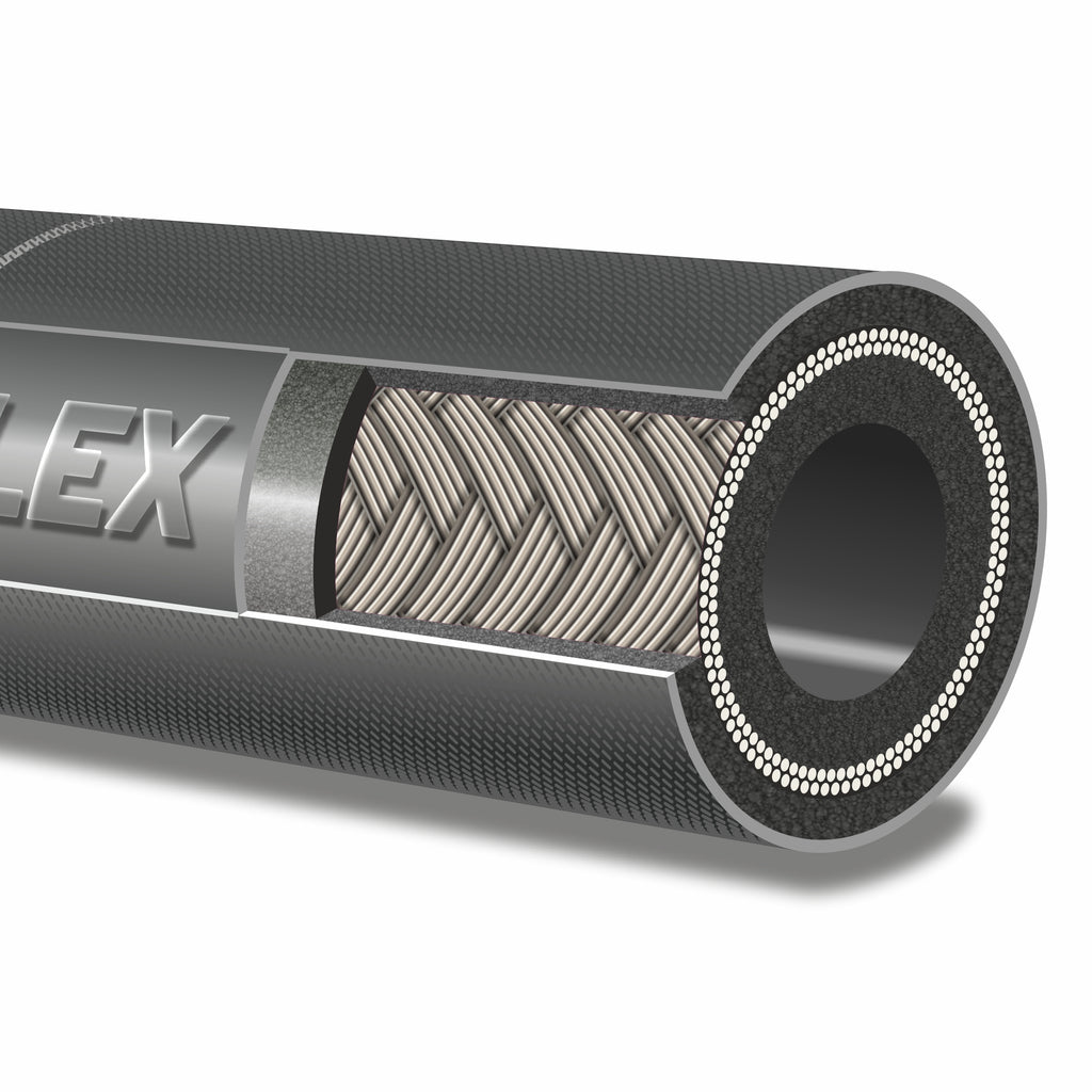 V-TUF 2-wire black thick wall hose cut end view showing bore and reinforcement
