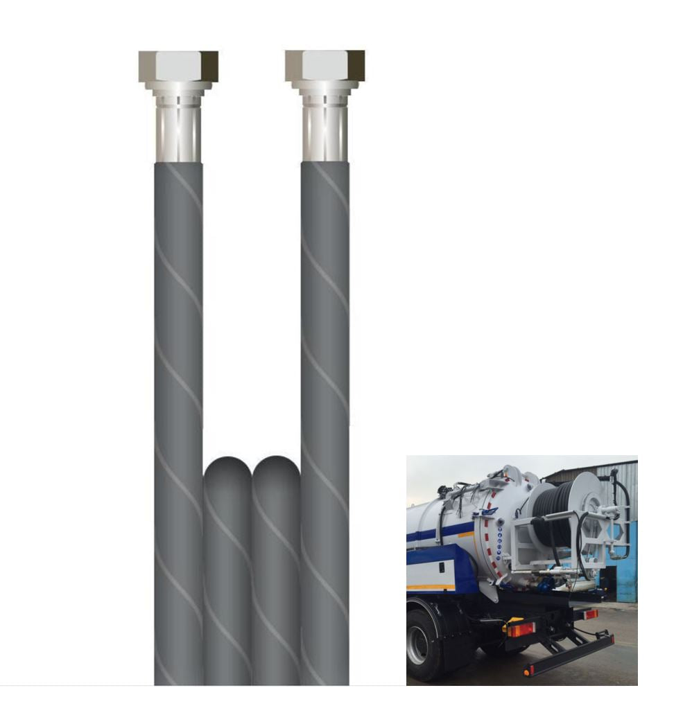 V-TUF 90m black 1/2 inch hose end fitting close-up showing BSP thread and hose join