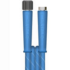 V-TUF 1.5m blue 2-wire 1/4 inch hose VTB214015KFYB with M22F to 3/8F cuffs, front view
