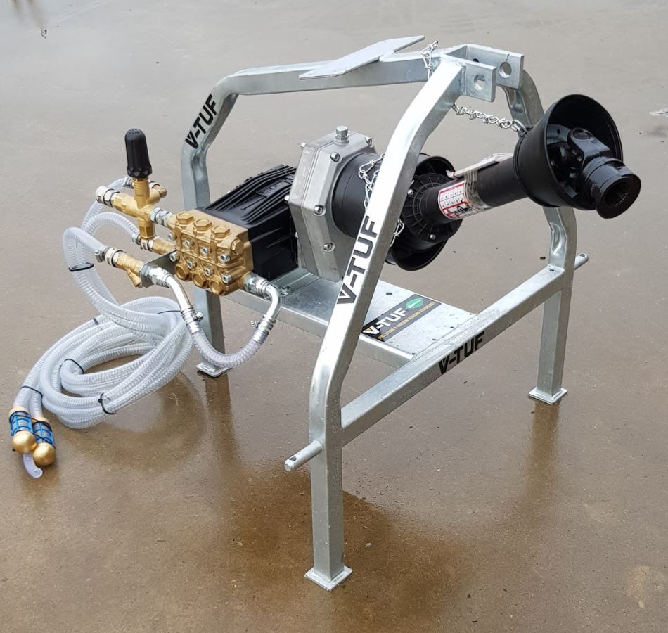 V-TUF XHDGB200-30PTO side view showing gearbox drive, pump and frame assembly