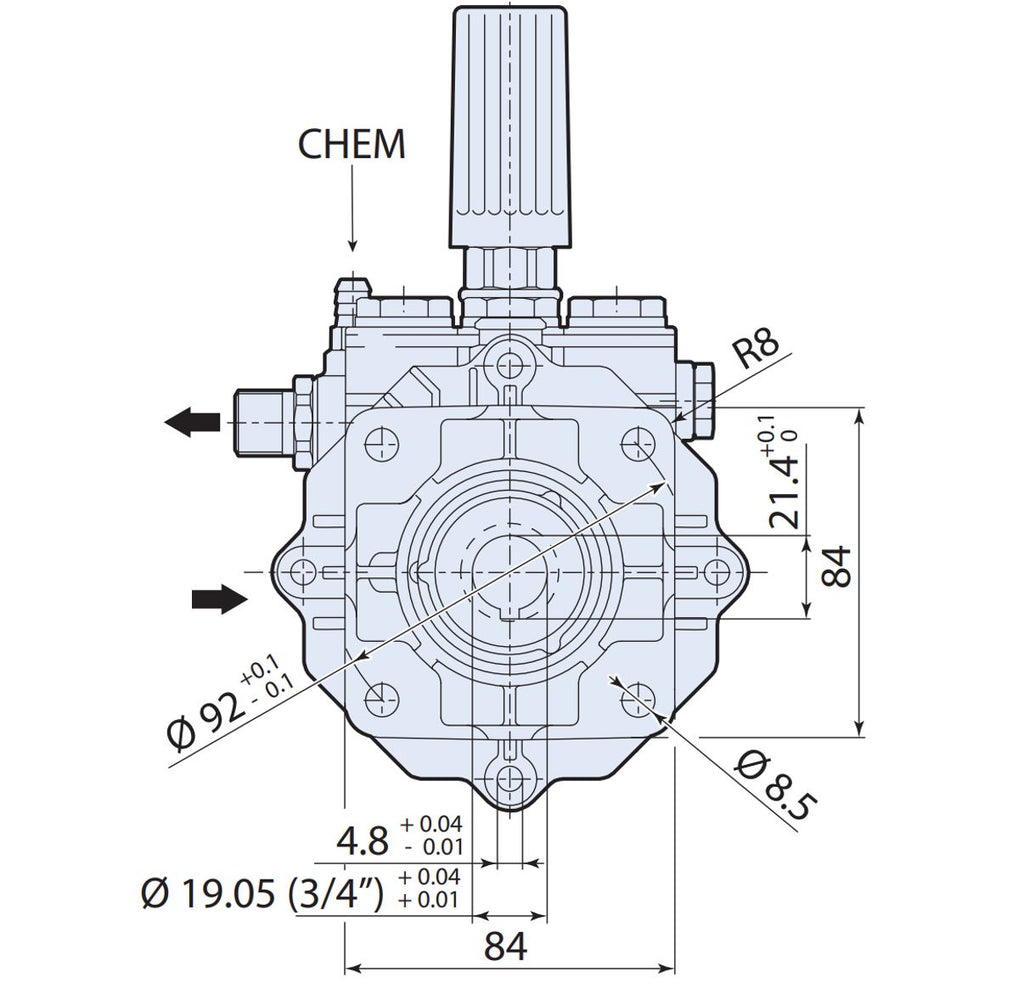 V-TUF XHDH100 wobble plate pump close-up showing inlet outlet ports and pump body