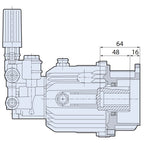 V-TUF XHDH100 pump rear view showing 3/4 inch hollow shaft and manifold connections