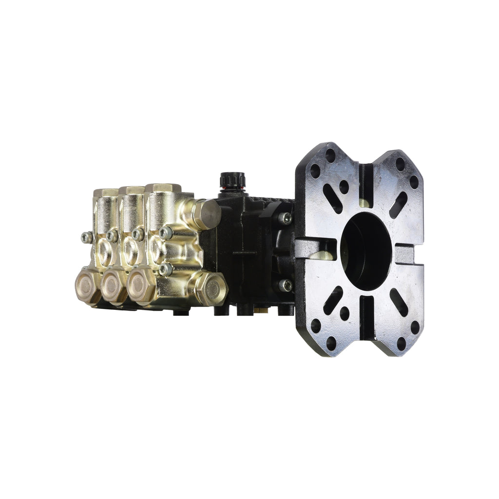 V-TUF XHDH375SS pump side view showing 1 inch hollow shaft and stainless manifold