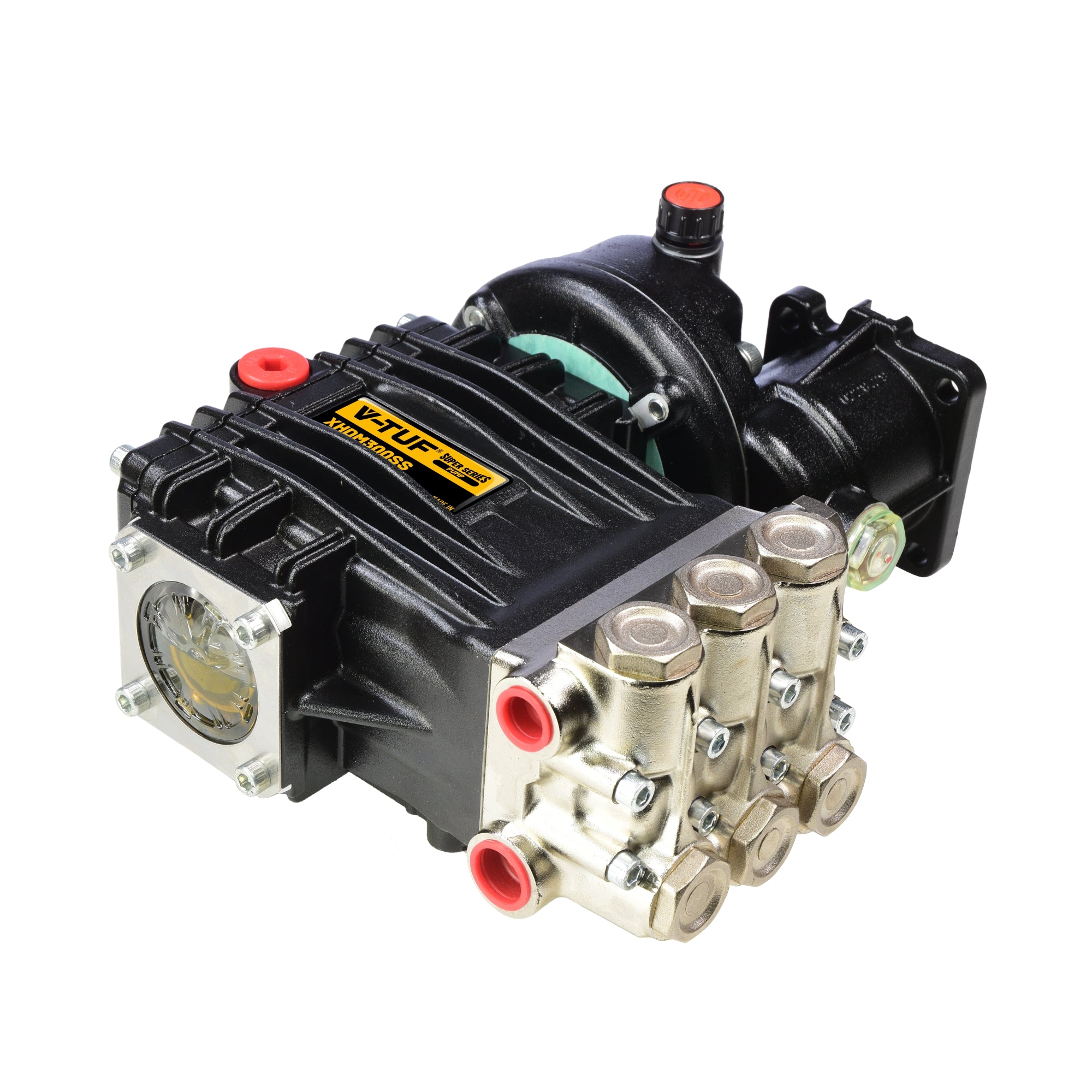 V-TUF XHDM300SS-GBKIT gearbox pump side view showing 3/4 inch hollow shaft and gearbox body