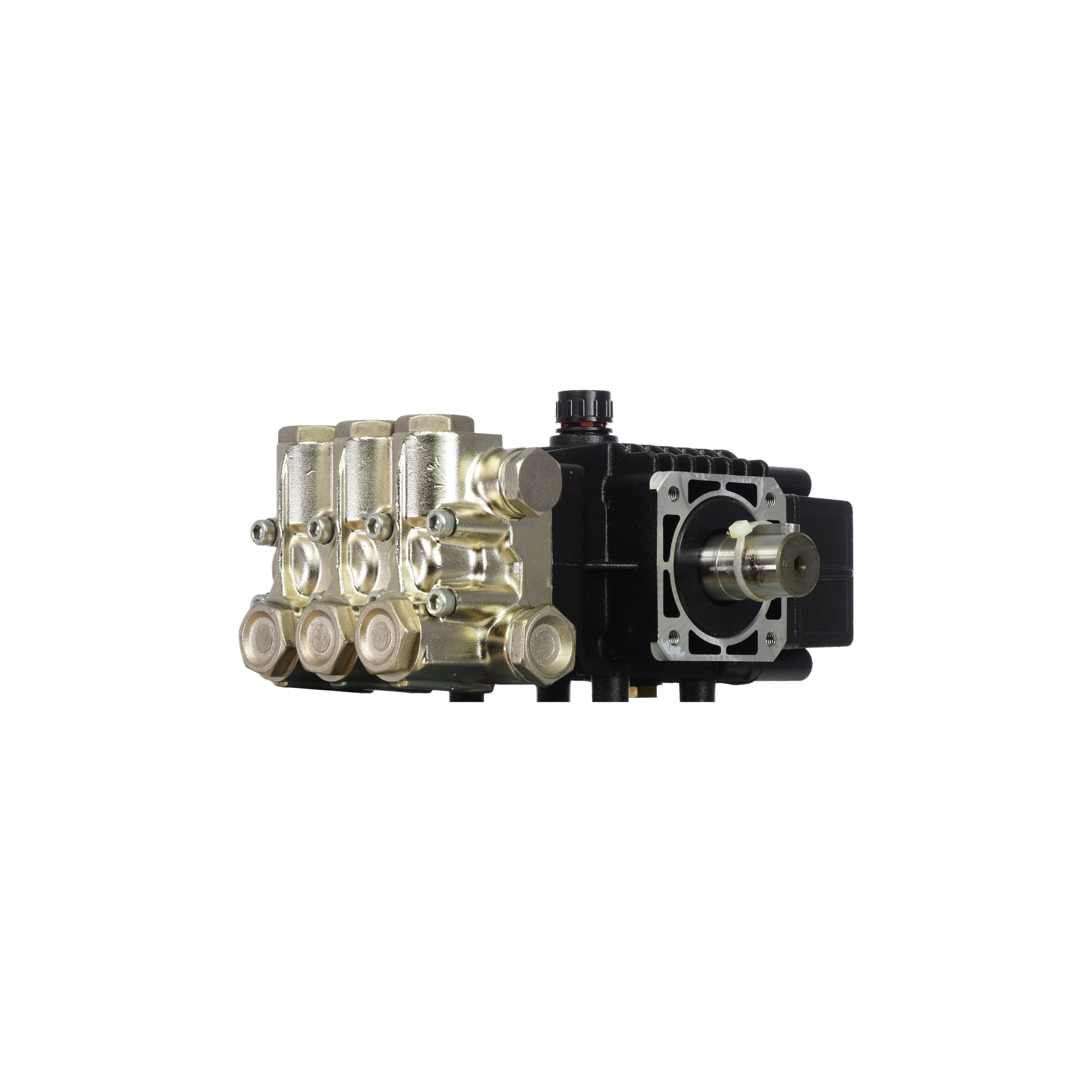 V-TUF XHDM350SS pump rear view showing manifold ports and shaft end