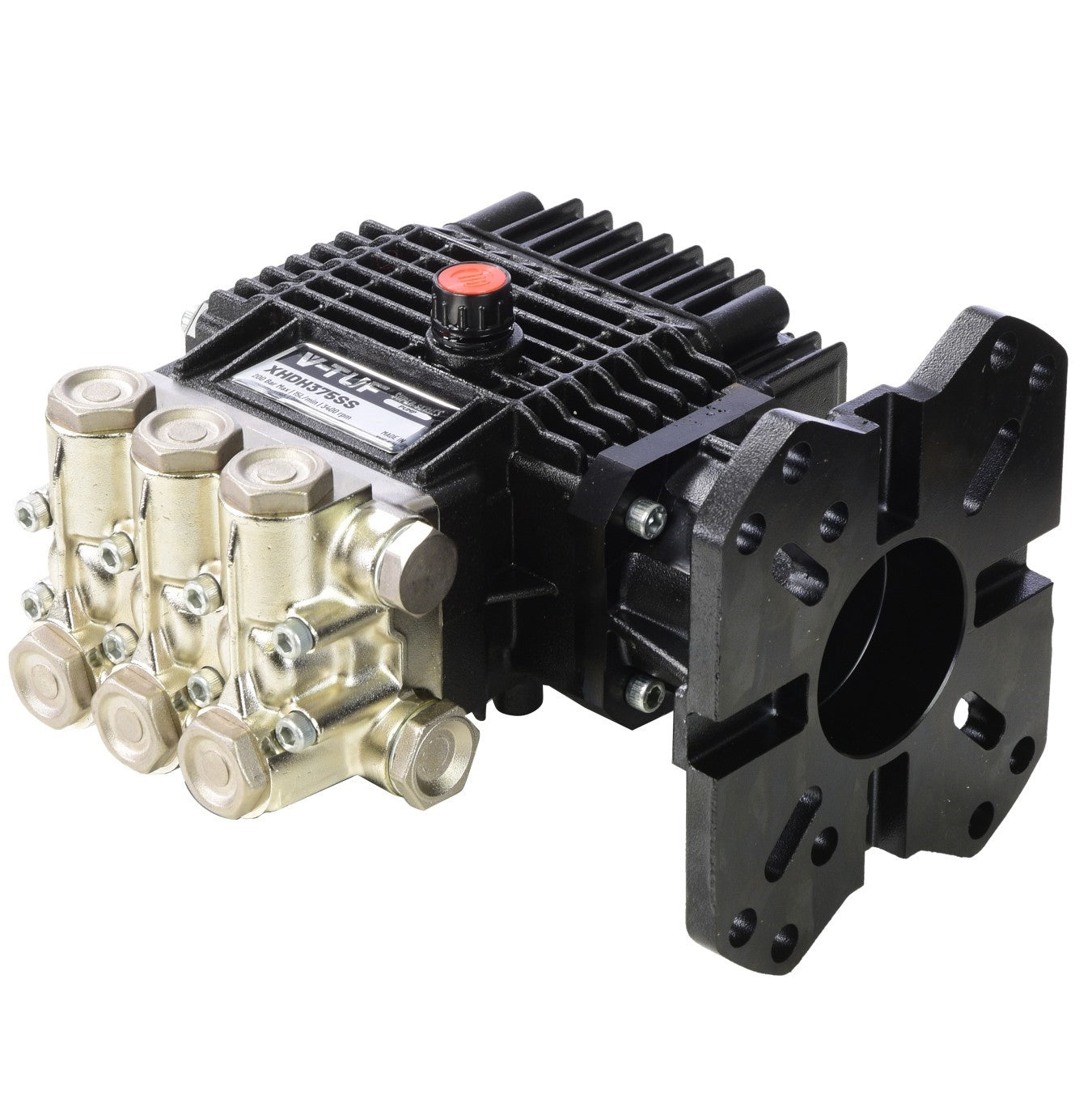 V-TUF XHDH375SS pump close-up showing inlet outlet ports and 1 inch shaft end