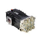 V-TUF XHDM700SS pump side view showing male shaft, stainless manifold and 350 Bar body