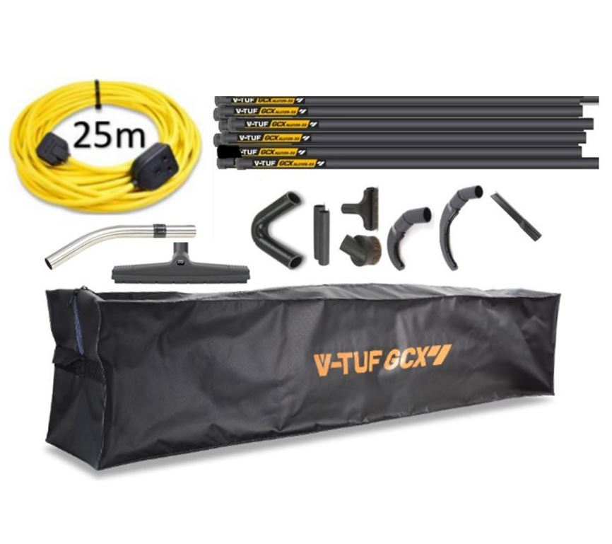 V-TUF XR11000-240HLC-KIT2 kit view showing vacuum and 40ft high level cleaning poles
