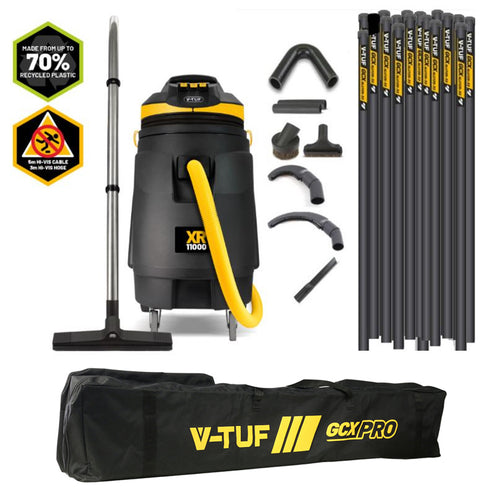 V-TUF XR11000 240V vacuum XR11000-240HLC-KIT1 with max 80ft high level cleaning kit and pipe tools