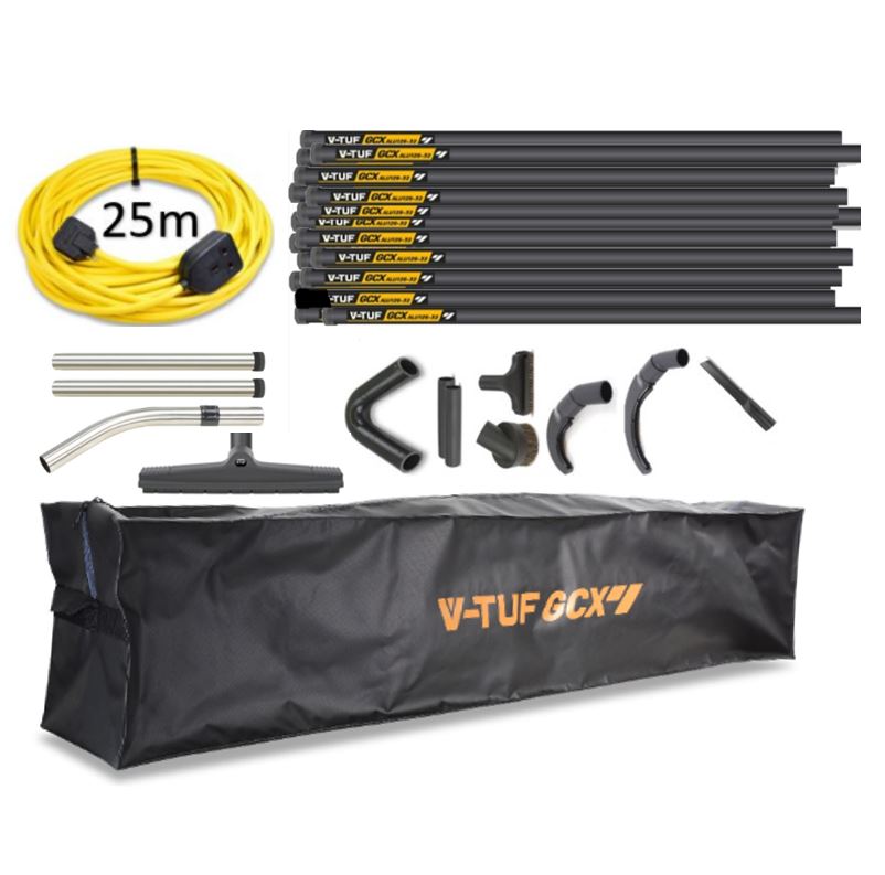 V-TUF XR11000-240HLC-KIT1 kit view showing vacuum and 80ft high level cleaning poles