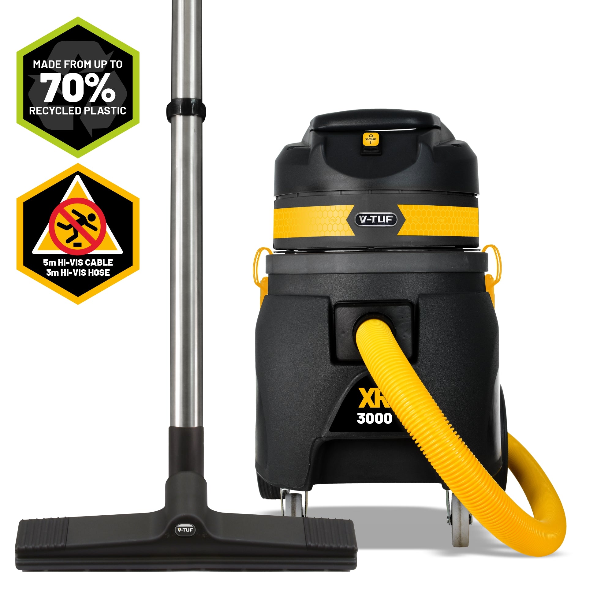 V-TUF XR3000 240V 30L 1700W wet dry industrial vacuum XR3000-240 made from 70% recycled plastic