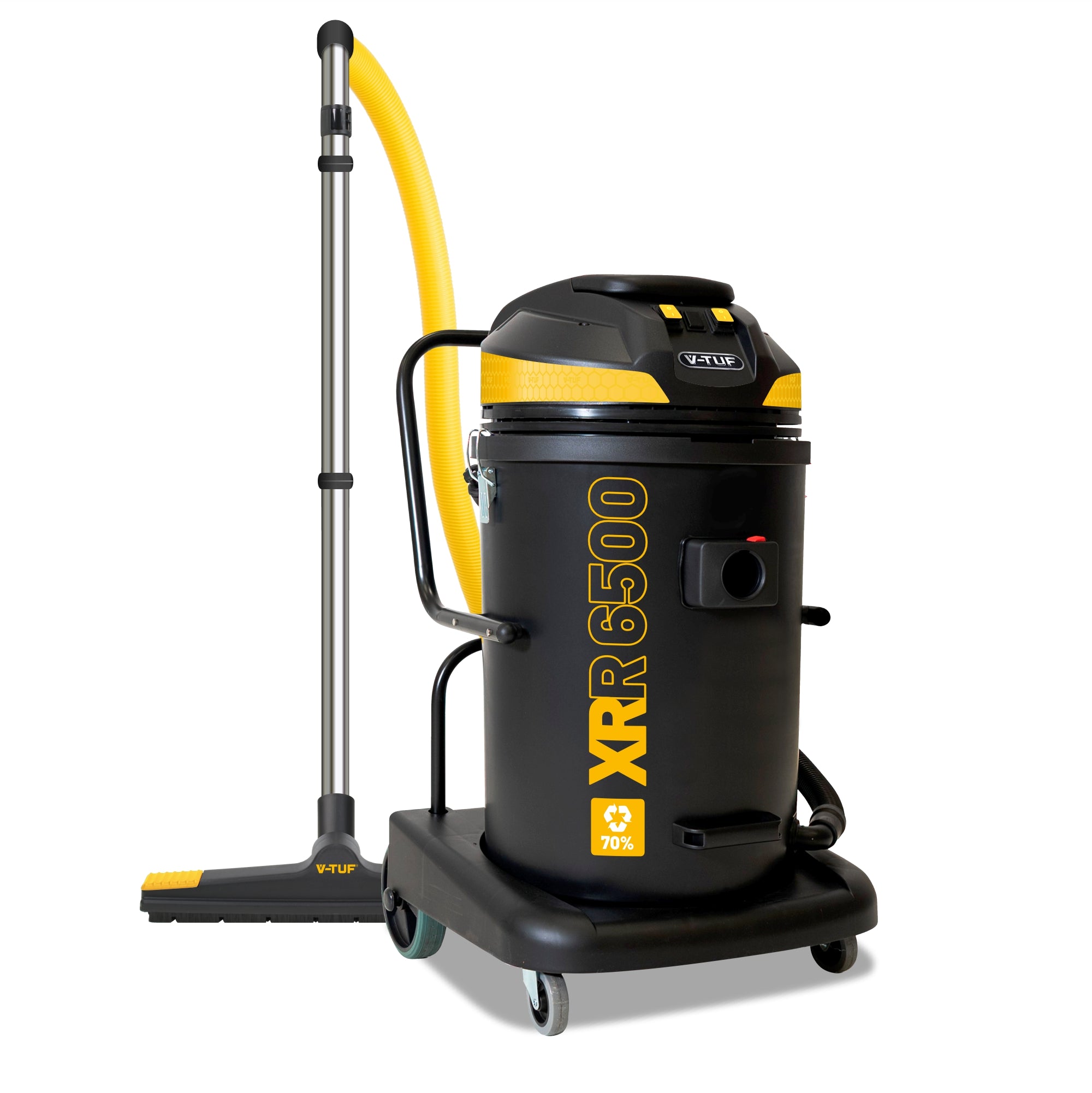 V-TUF XRR6500 240V 65L 2000W High Performance Wet & Dry Industrial Vacuum Cleaner - Made from 70% Recycled Plastic