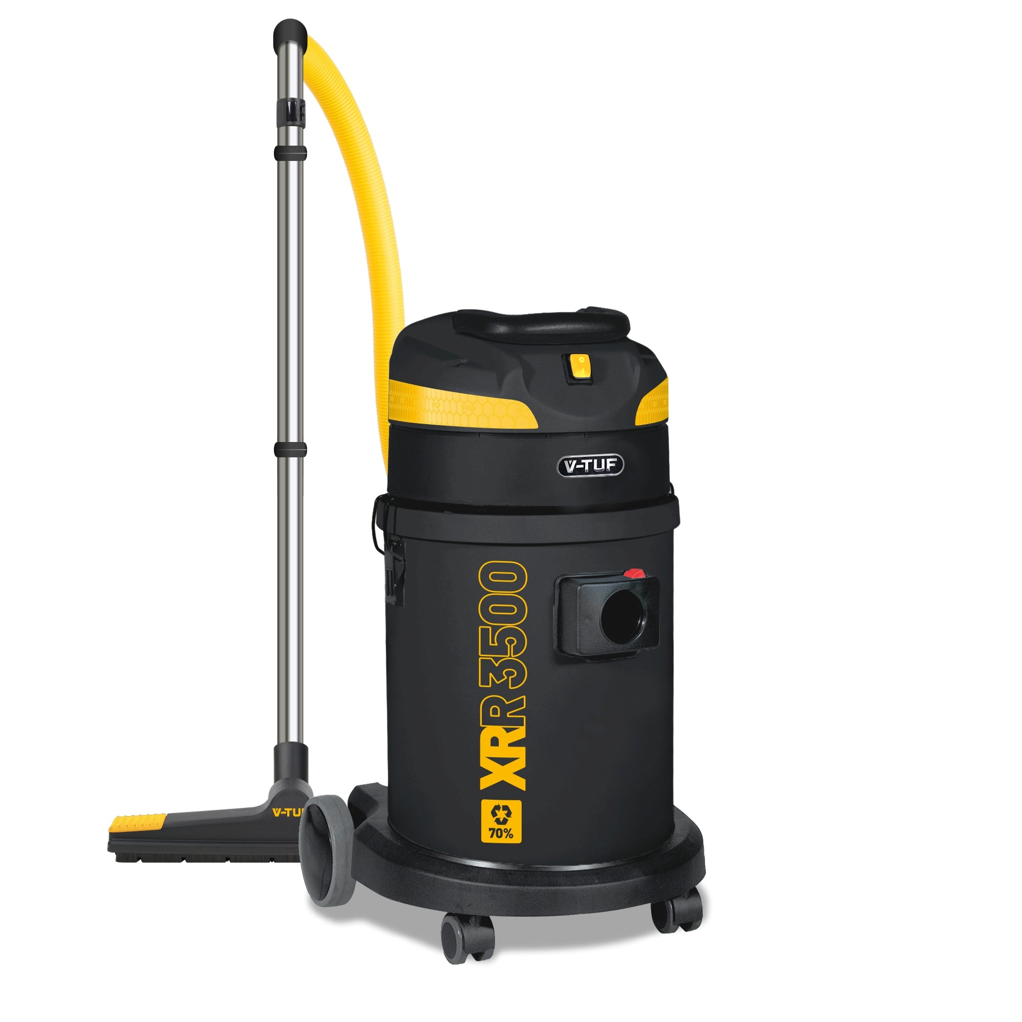 V-TUF XRR3500 240V 35L 1000W High Performance Wet & Dry Industrial Vacuum Cleaner - Made from 70% Recycled Plastic