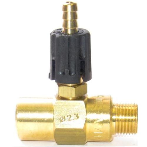 V-TUF adjustable chemical injector B19.2085, 2.3mm brass body with adjustment screw