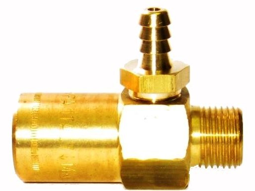V-TUF fixed chemical injector B19.2188, 1.6mm dose, 3/8 inch female inlet to 3/8 inch male outlet