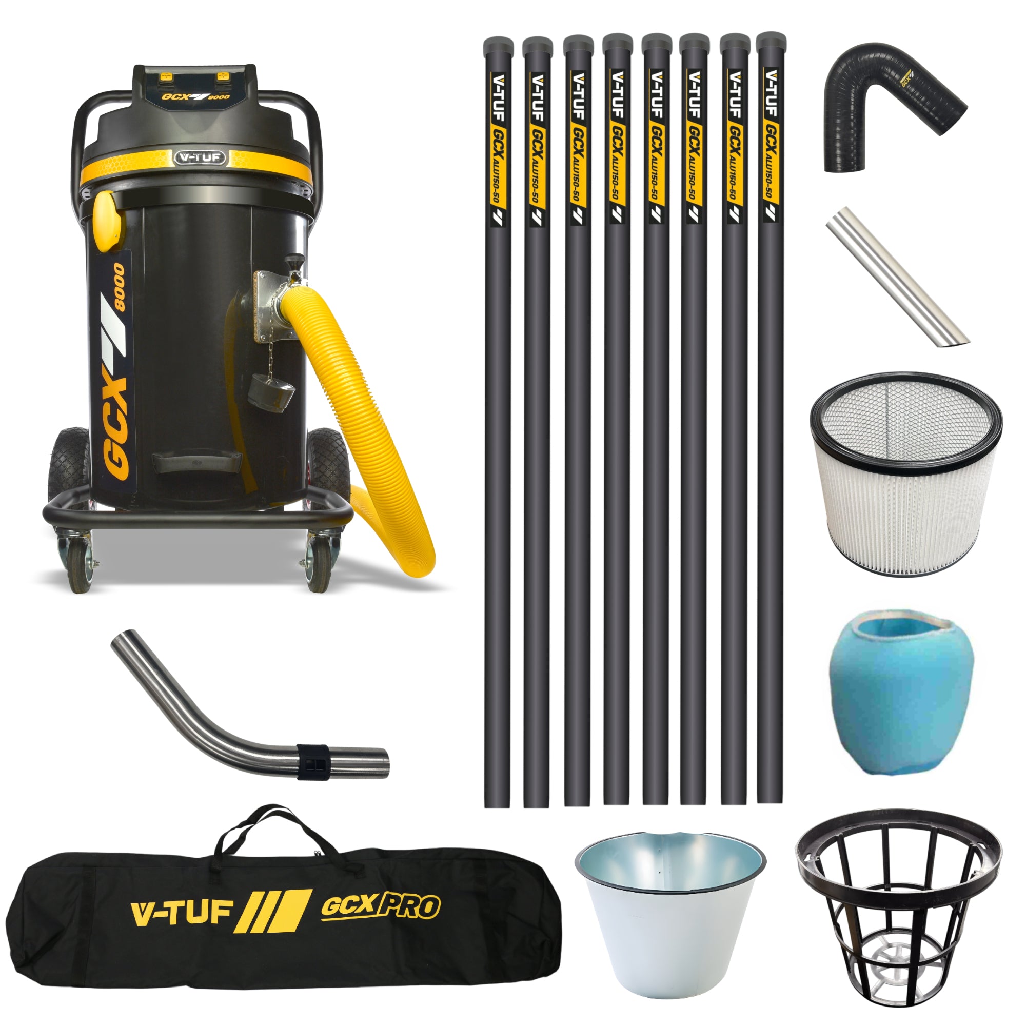 V-TUF GCX8000-240-KIT4 with 40ft GCX ALU aluminium gutter cleaning kit, front view