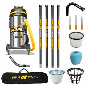 V-TUF 3.5KW 100L XTRA LARGE & RUGGED Industrial Powerful Vacuum Cleaner + 20FT GCX PRO CARBON FIBRE GUTTER CLEANING KIT