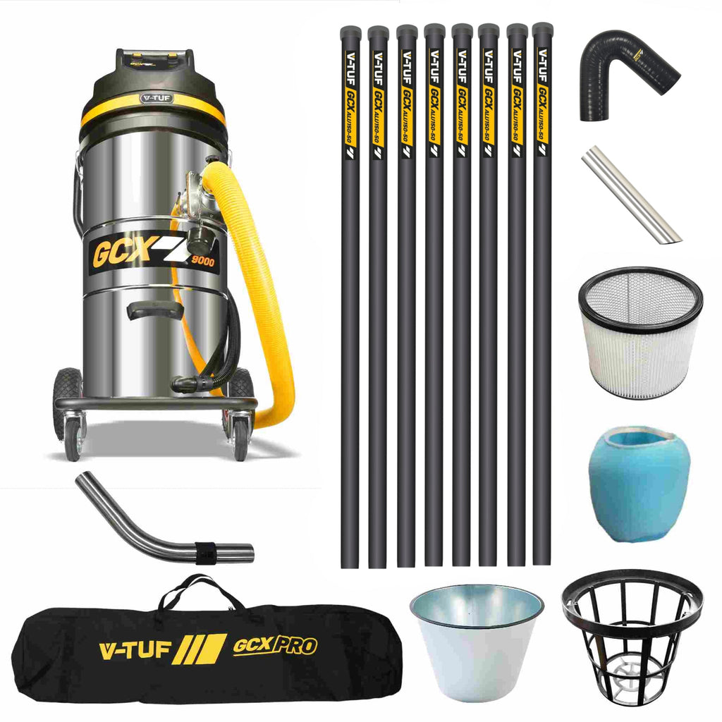 V-TUF GCX9000 3.5kW 100L vacuum GCX9000-240-KIT6 with 40ft GCX ALU gutter cleaning kit
