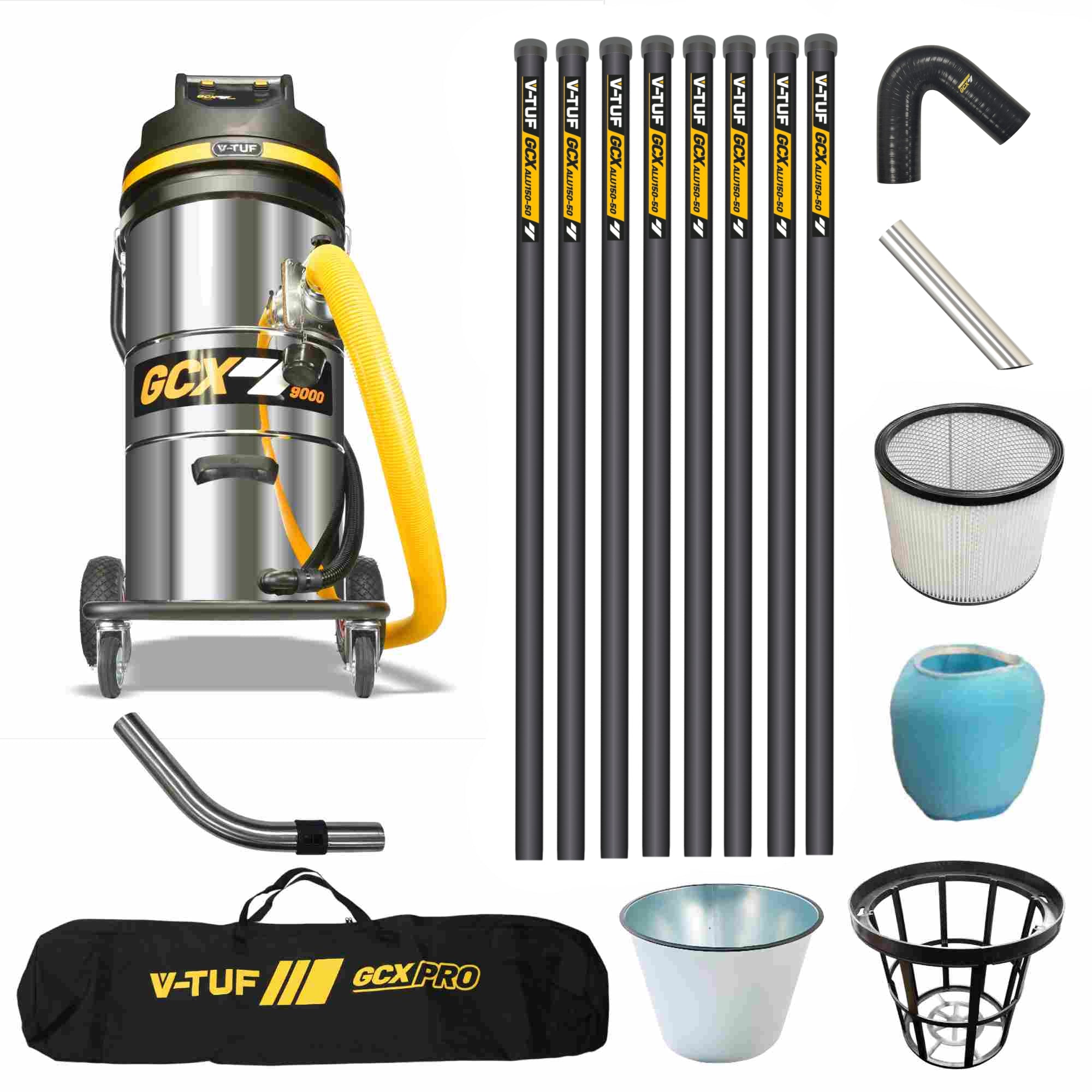 V-TUF GCX9000 3.5kW 100L vacuum GCX9000-240-KIT6 with 40ft GCX ALU gutter cleaning kit