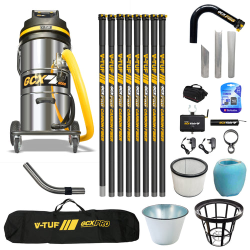V-TUF GCX9000 vacuum GCX9000-240-KIT4 with 40ft carbon fibre gutter kit, camera and bag